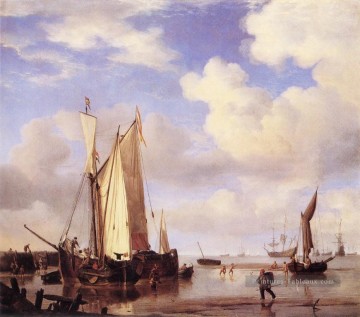 Marin à marée basse Willem van de Velde le Jeune Peinture à l'huile